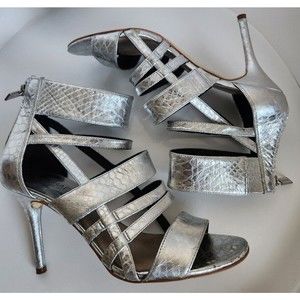 MICHAEL MICHAEL KORS Women's Shiloh Silver Snakeskin High Heels Size 8 *GUC*